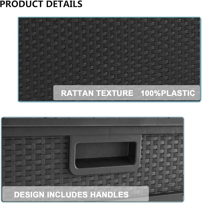YIGUO Deck Box Outdoor Resin Patio Storage Container 120 Gallon,Easy Placement Large Storage Box Garden Backyard Patio Furniture,Black