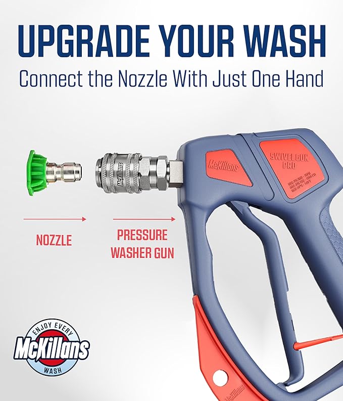 McKillans® 1/4” Nozzle Automatic Quick Connect Fittings - Stainless Steel 1/4” NPT Male Quick Connect Couplers - Coupler for Pressure Washer Gun - Pack of 2