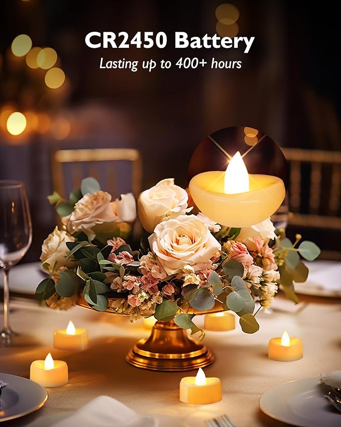 merrynights Remote Candles, 24 Pack Flameless Tea Lights Candle Battery Operated, 400+Hours LED Tea Lights with Remote, Timer Battery Votive Candle for Holidays Wedding Home