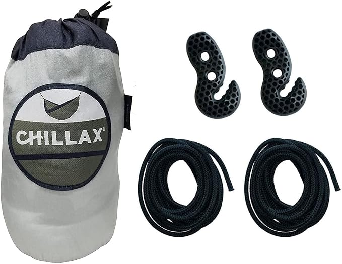 CHILLAX 1 to 2 Person Travel Hammock with Integrated Suspension System for Camping, Hiking, and Lounging Outdoors, Supports 395 Pounds, Gray