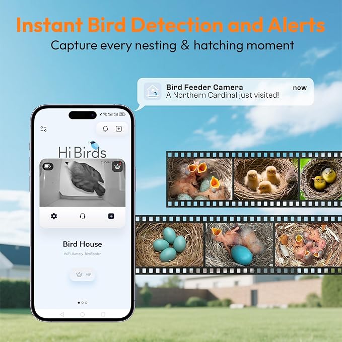Smart Bird House with Camera – Bamboo Carving Pattern Bird House,IP66 Waterproof, Two-Way Audio, App Control,4MP Full-Color Night Vision,Cloud & SD Storage (Wired Birdhouse)