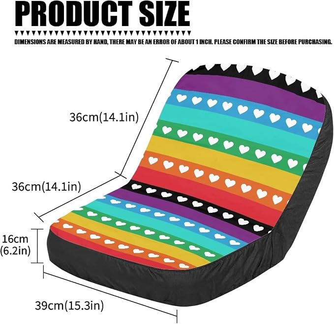 Rainbow Striped Heart Riding Lawn Mower Seat Cover Non Slip Lawn Mower Seat Covers Universal Tractor Seat Protector with Storage Pocket