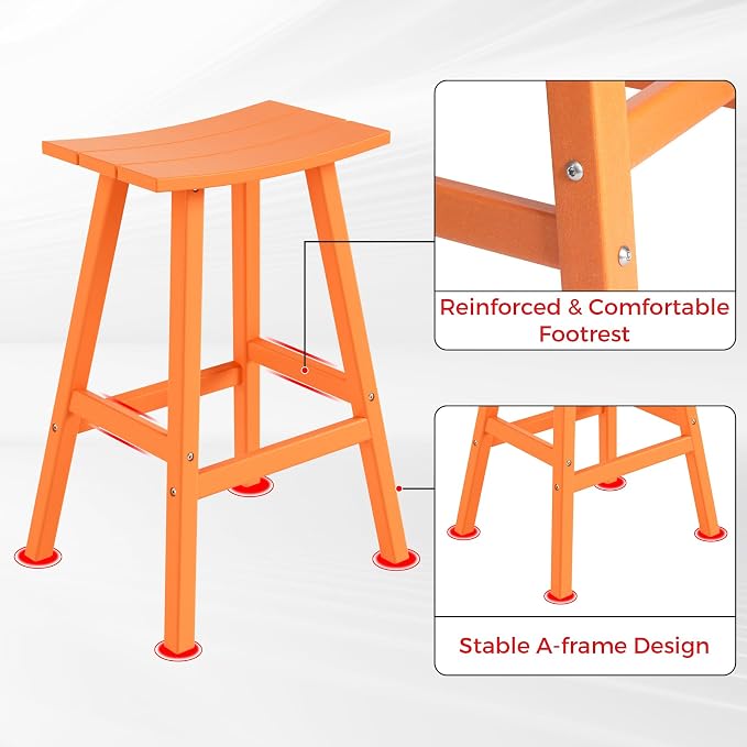 Costaelm Outdoor Bar Table, 42" Counter Height Round Patio Cocktail Bar Table, Patio Bar Table 3-Pieces Set Bistro Dining Table Pub Table for Deck, Backyard, Garden, Orange