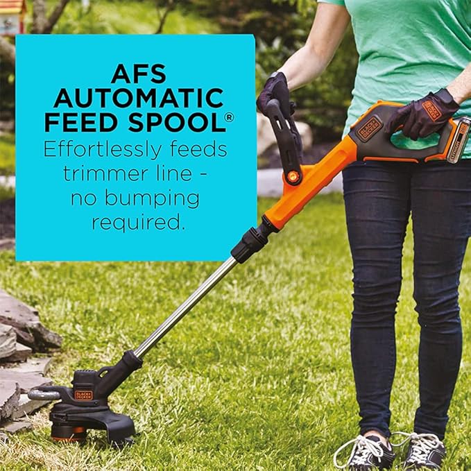 BLACK+DECKER 20V MAX Cordless String Trimmer with Power Drive Transmission, 2-Speed Control, Auto Feed, 12-Inch (LST522-CA) (Renewed)