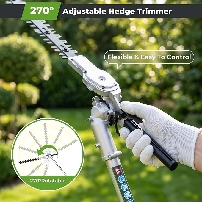 52CC Gas Powered Weed Wacker, 3-IN-1 2-Stroke Backpack Gas Powered Hedge Trimmer, Weed Eater String Trimmer, Brush Cutter 40-Tooth Blade with Shoulder Strap & Safety Lock for Home Garden Lawn Trimming