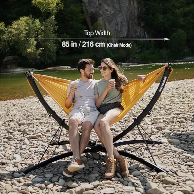 anymaka Set Up in 3 Seconds Adjustable Portable Aluminum Alloy Hammock Stand for Outside with Chair Mode & Lounge Mode up to 105''