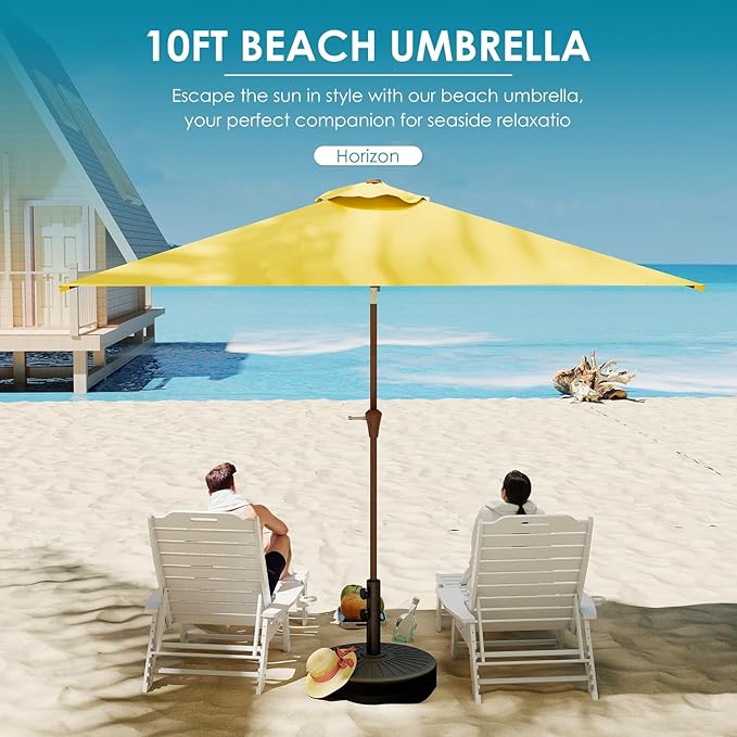 GREENVINES 6.5X10 FT Rectangular-Patio-Umbrella | Outdoor-Table-Umbrellas | 6 Sturdy Steel Ribs | Push Button Tilt & Crank | Waterproof | Market Umbrella | for Pool Backyard Garden Deck | Yellow
