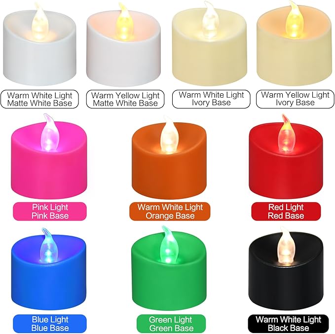 50 Pack LED Tea Lights, Last 100H+, Warm White Flickering Light