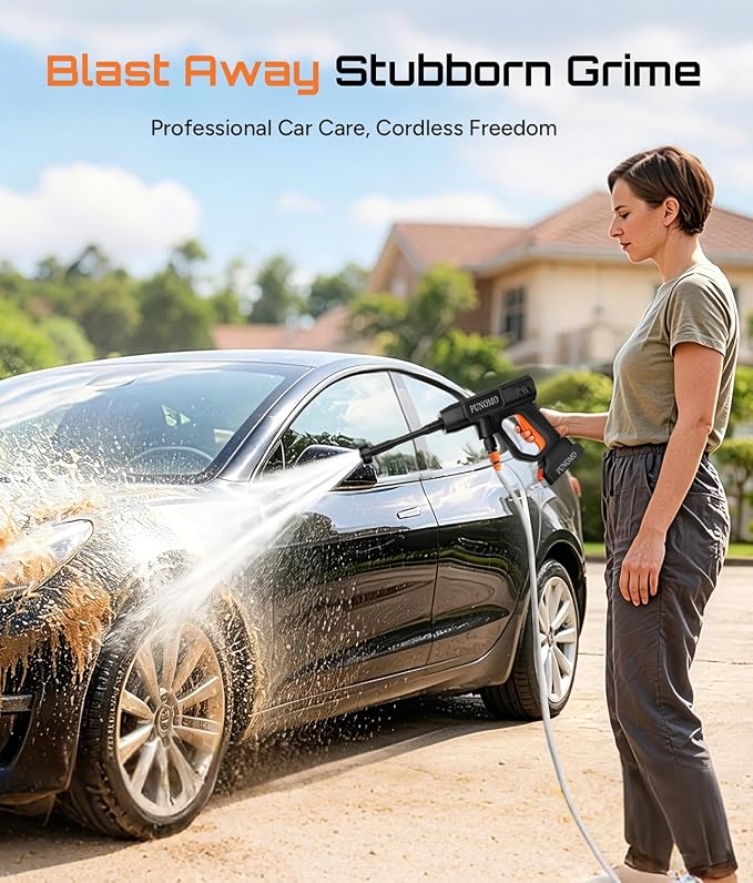 Cordless Portable Washer, Battery Operated Cordless Portable Cleaning Tool, Lightweight Washer Sprayer, 6-in-1 Nozzle,Storage Bag; Handheld Washer; Car Washer for Home, Fence,Camping,Bicycles Cleaning
