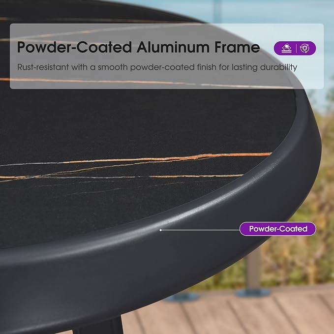 PURPLE LEAF Counter Height Table Patio Round Table Dining Coffee Kitchen Breakfast Bistro Outdoor Pub Bar Table for Garden Balcony, Dark Grey