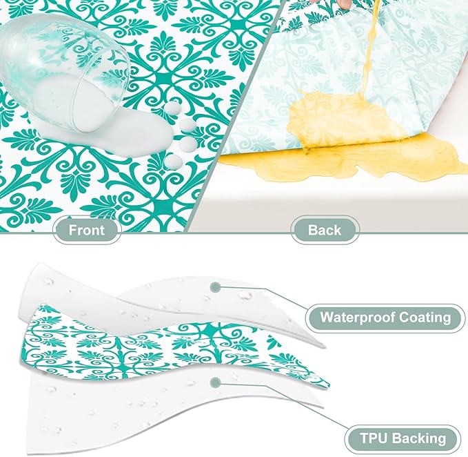 misaya Picnic Table Cover with Bench Cover, Waterproof Elastic Fitted Tablecloth for 6 Foot Tables, Rectangle Washable Polyester Tablecloths for Picnic, Camping, Outdoor (Teal, 30" x 72")