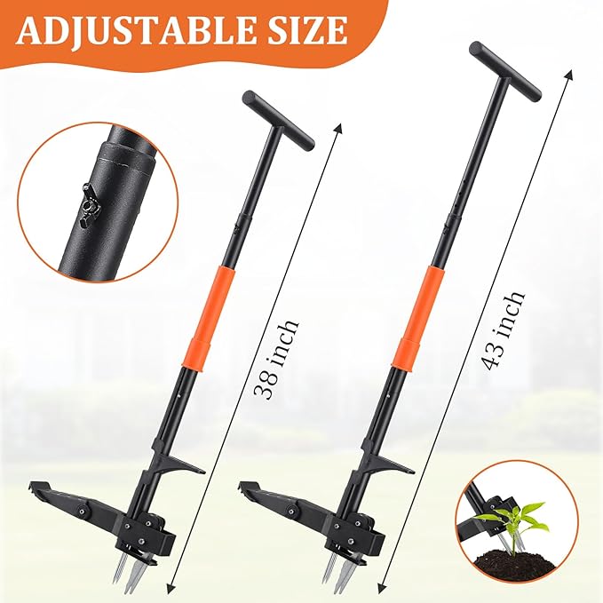 Stand Up Weed Puller Tool - 43" Long Handle Garden Weeder With Foot Pedal, Heavy Duty Steel Claw Weed Remover For Uprooting Dandelions, Thistles, Crabgrass - Garden Yard Lawn Root Grabber Removal