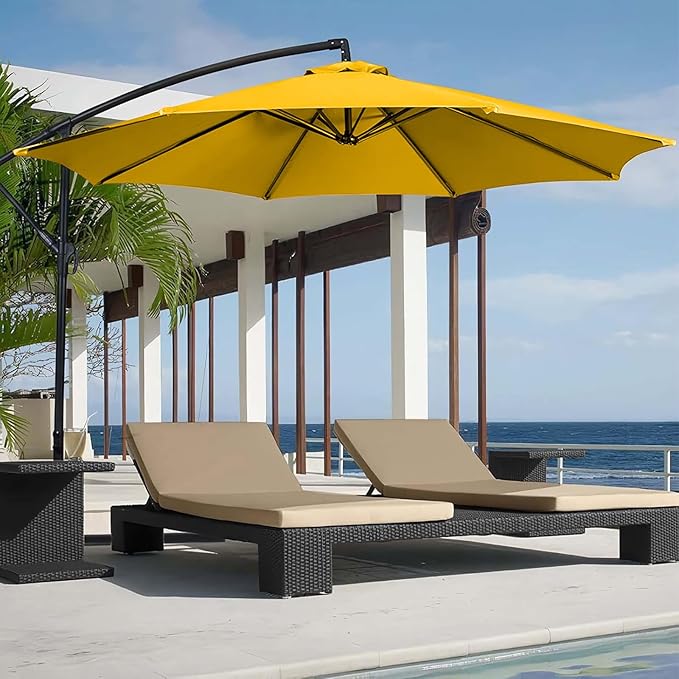 9ft Patio Umbrella Replacement Canopy for 8 Rib, Outdoor Table Market Yard Umbrella Replacement Top Cover (Canopy Only), Yellow