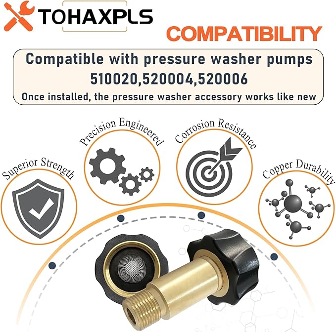 7110166 Pressure Washer Pumps Water Inlet Replacement Fitting Compatible with Simpson Pressure Washer Pumps Models 510020, 520004, 520006