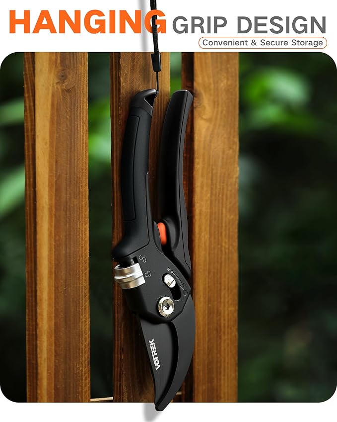 8.5" Pruning Shears for Gardening, 【Unique Stepless Handle Opening】Professional Bypass Garden Clipper, Heavy Duty Plant Pruners for Branch 【SK5 Steel Blades】【All Hand Sizes】, Classic Black