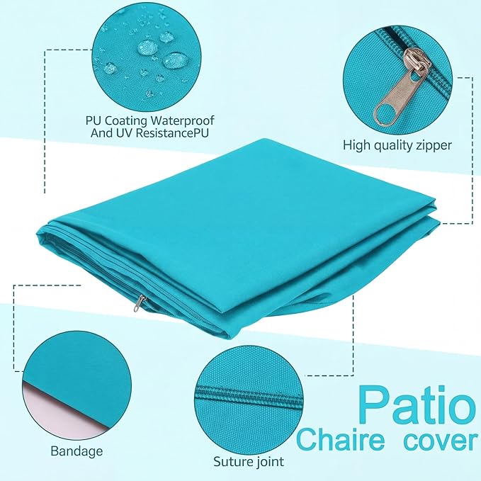 Wenqik 3 Pcs Waterproof Cushion Covers(Not Includes Cushion)48'' x 24'' Outdoor Patio Furniture Seat Covers Fade Resistant Replacement Slipcover with Zipper for Outside Couch Swing Sofa (Peacock Blue)