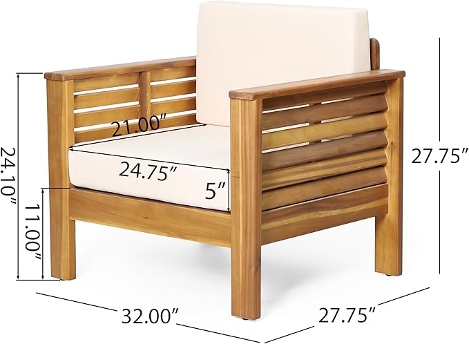 Merax 4-Piece Outdoor Acacia Wood Patio Conversation Set with Loveseat,2 Chairs and Coffetable for Backyard
