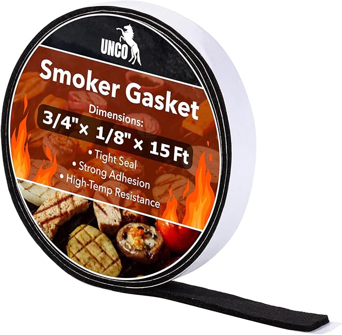 UNCO- Smoker Gasket, 15 FT, 3/4" x 1/8", Smoker Gasket Seal High Temp
