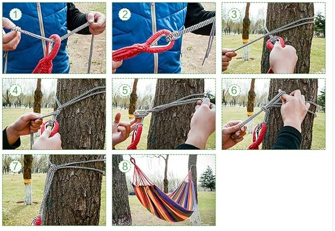 Camping Hammock Bed Portable Hammock Outdoor Hammocks Garden Home Travel Camping Swing Canvas Stripe Hang Bed Durable Hammock Swing Hamac Hammock Swing (Color : Red, Size : 200x100cm)