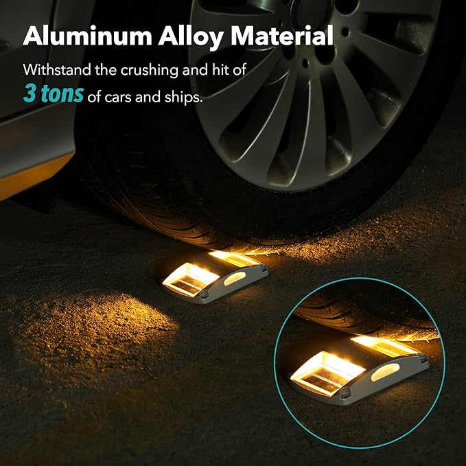AGPTEK Solar Driveway Lights 12 Pack, Outdoor Deck Dock Marine LED Solar Powered Waterproof Driveway Marker Lights for Warning Step, Sidewalk, Pathway, Garden, Yard (Warm White)