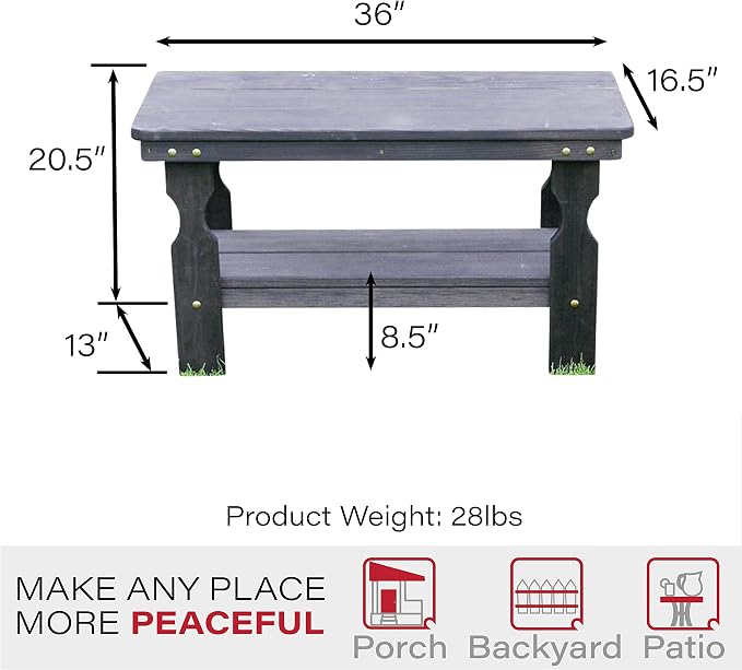 Amish Casual Heavy Duty Pressure Treated Wood Coffee Table in Semi-Solid Black Stain - Crafted from Solid Pine by Amish Craftsmen in The USA