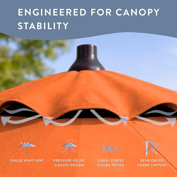 California Umbrella 10-Year Protection 9 Ft Outdoor Patio Umbrella, Pacifica Fade-Resistant Fabric, Auto-Tilt, Heavy Duty Aluminum Frame, 8 Reinforced Ribs for Pool or Deck, Bronze Pole, Tuscan