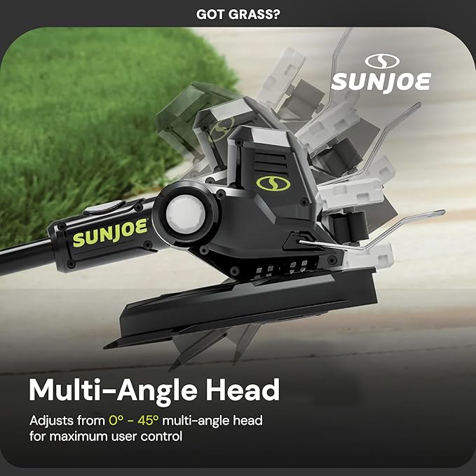 Sun Joe Cordless Multi-Angle Head Dual Line Electric String Trimmer for Lawn, Yard and Gardening Care w/Auto-Feed Spool, Battery & Charger, Heavy-Duty, 24V-ST14-CT