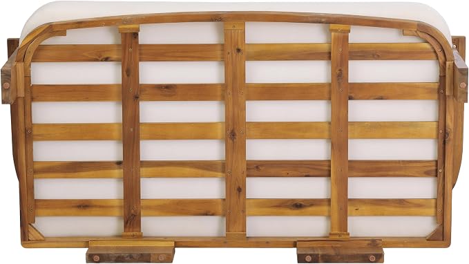 Christopher Knight Home Stella Acacia Wood 4 Piece Patio Furniture Set, Wooden Patio Conversation Set with Club Chair+Coffee Table, 4-Seater Outdoor Loveseat Sofa + Armchair and Table Set, Teak+Beige