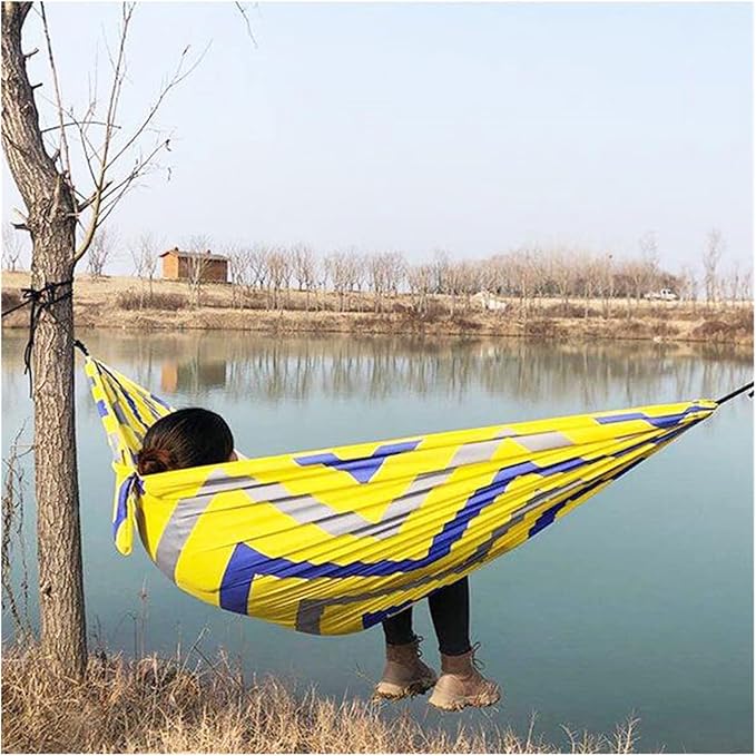 Ultralight Camping Hammock, Portable Compact Double Outdoor Hammock, Nylon Hammock Swing with Carabineers, for Hiking Camping Travel (Color : E, Size : 260x150cm)
