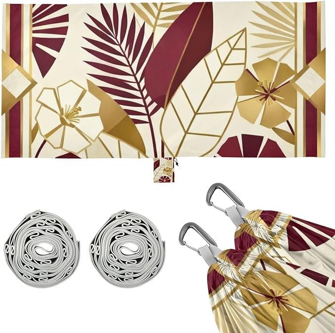 Gilded Floral and Foliage Hammocks for Camping with Portabl Carry Bag Portable Hammock Indoor Outdoor Patio