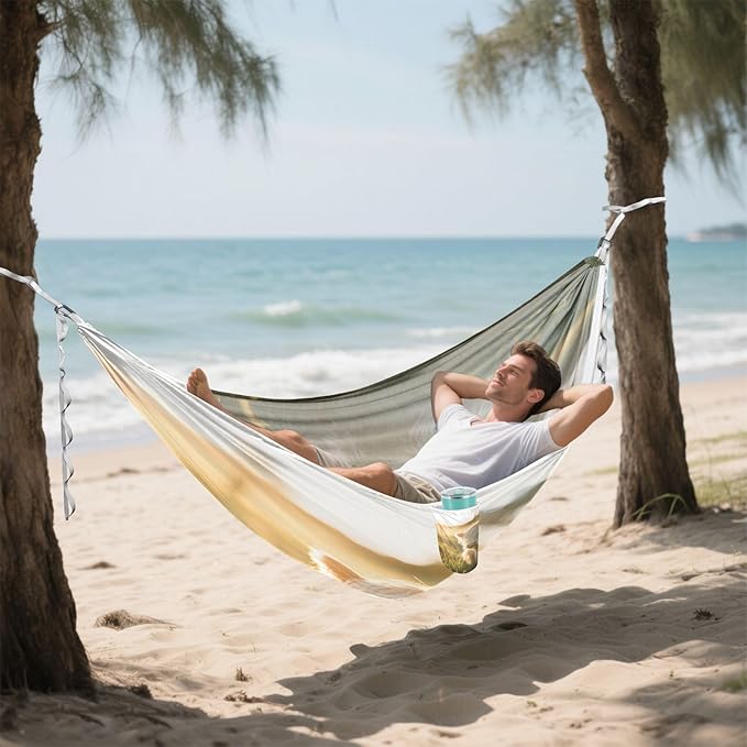 Hammocks for Outside Cute Highland Cow Camping Hammock Portable Hammocks with Tree Straps and Carry Bag Camping Accessories for Hiking Beach Outdoor