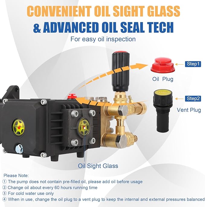 Pressure Washer Pump, 4000 PSI 4.4 GPM, 1" Horizontal Shaft Three-Layer Plunger, Direct Drive Replacement Kit Compatible with Simpson, MorFlex & Major Brands