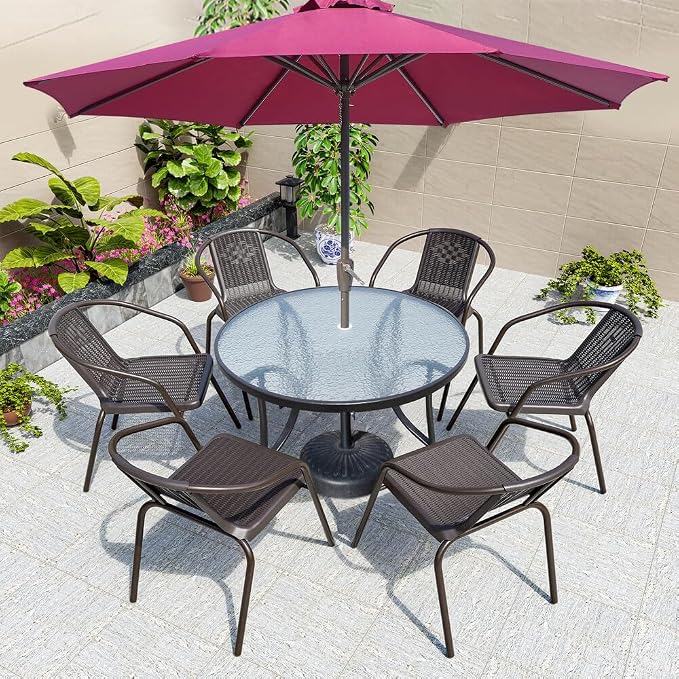 42" Round Glass Table Top with 2 Inch Umbrella Hole, 3/16" Thick Flat Polished Edge Tempered Finished for Patio, and Outdoor Tables, Only Glass (42 inch)