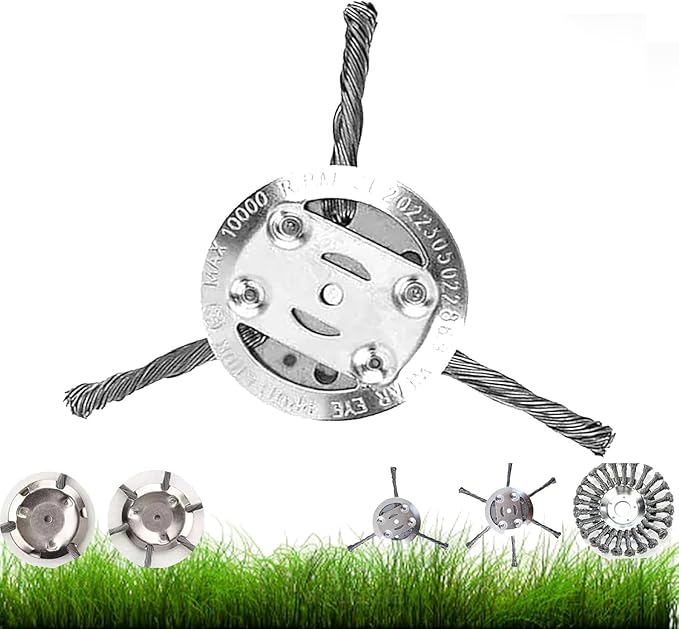 Steel Wire Grass Trimmer Head, 6 inch Universal Steel Wire Trimmer Head, Wire Trimming Head for weedeater, Tool-Free Installation (3 Blades)