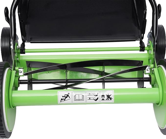 Push Reel Lawn Mower with Grass Catcher, 5-Blade Reel Mower Walk-Behind Mower for Lawn, Lawn Sweeper w/Adjustable Cutting Height, Simple Installation (16 inch)