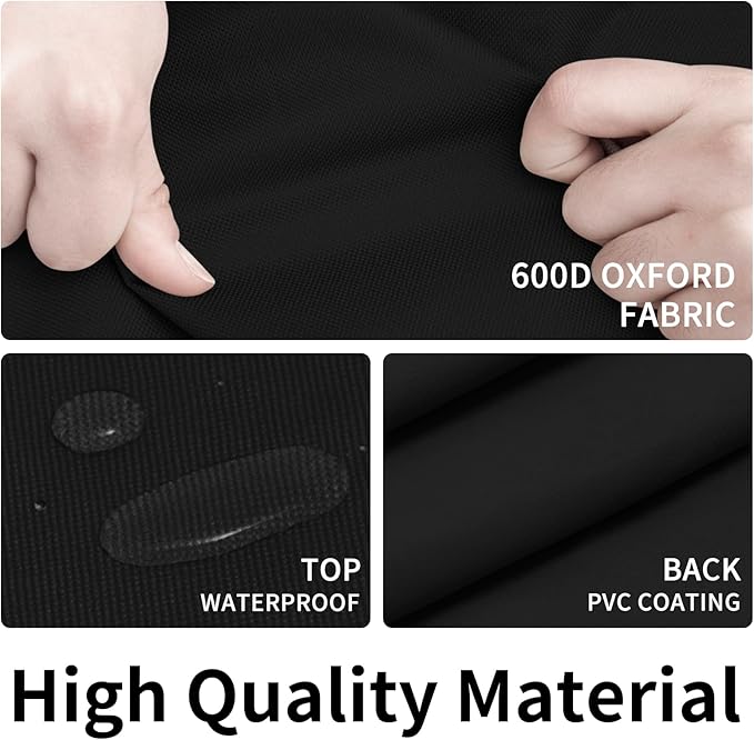 Easy-Going 600D Heavy Duty Round Patio Furniture Set Cover, Waterproof Outdoor Table and Chair Set Cover, (62"DIAx 28"H, Black)