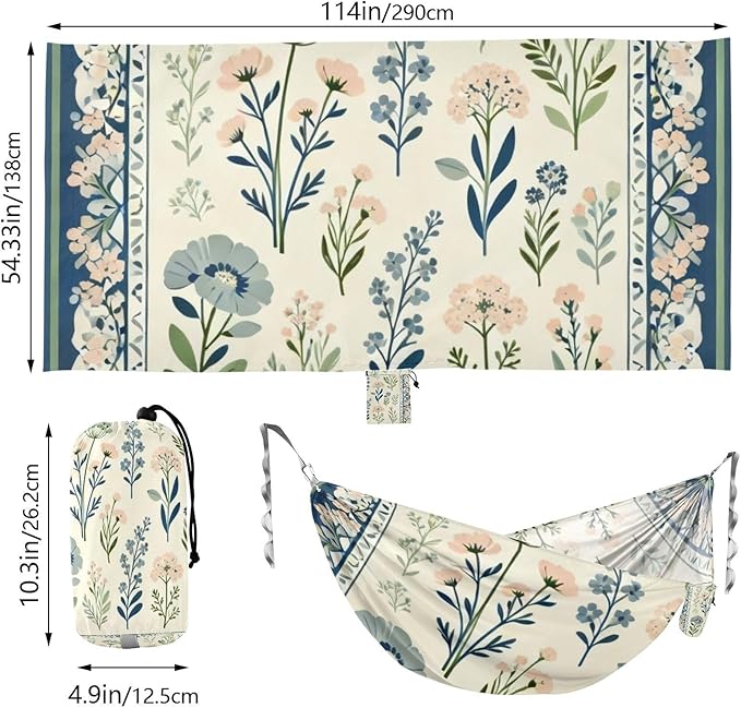 Floral Bouquet Frame Hammocks for Camping with Portabl Carry Bag Hanging Hammock Outside Beach Patio Garden