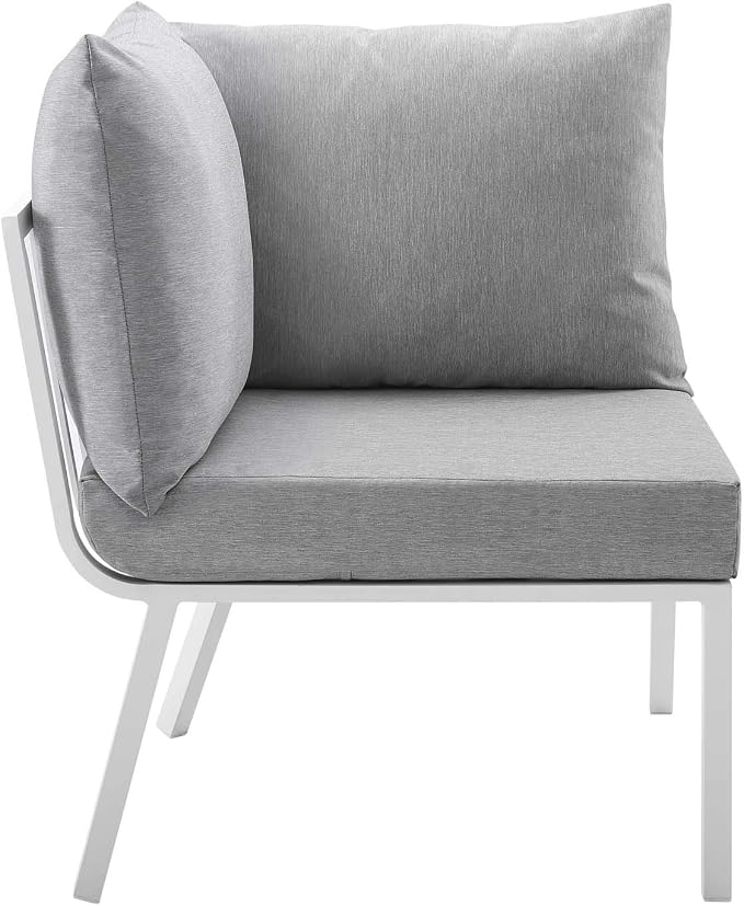 Modway Riverside 4 Piece Outdoor Patio Aluminum Set, 114 x 61.5 x 28, White Gray