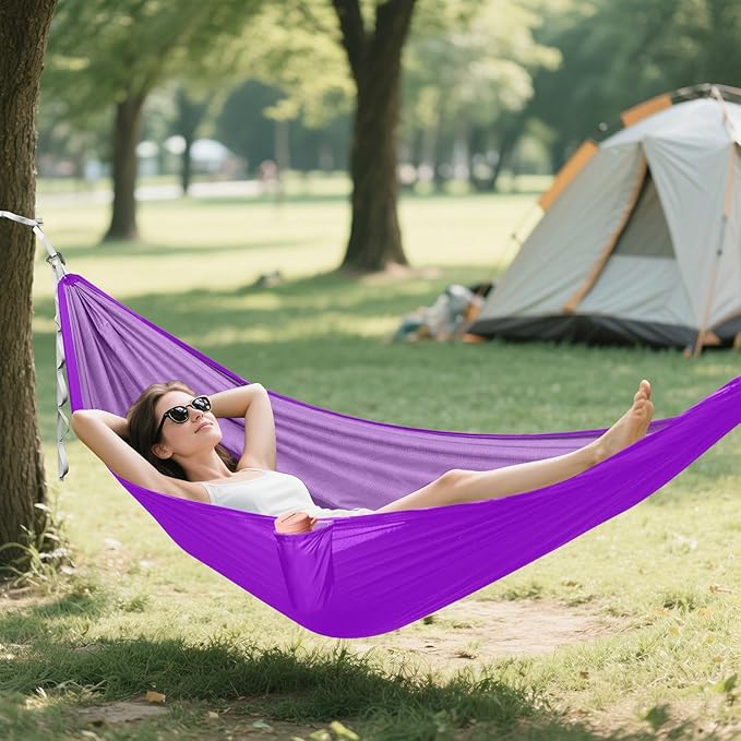 Dark Violet Solid Color Pure Plain 330lb Capacity Hammocks with Hanging Rope Hanging Hammock for Outside Beach Patio Garden hamaca para Camping 0 a 24 Meses