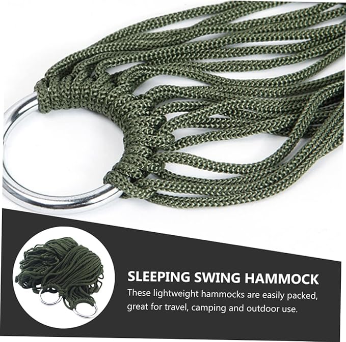 2pcs Outdoor Hammocks 9-Strand Nylon Rope Lightweight Foldable Swing Bed for Camping Travel Backyard Relaxation