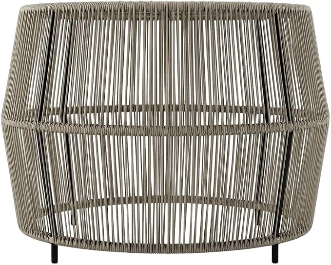Gray Wicker Round Outdoor Coffee Table with Sturdy Frame, Weather-Resistant Design, Ideal for Patio, Garden, and Outdoor Living Spaces