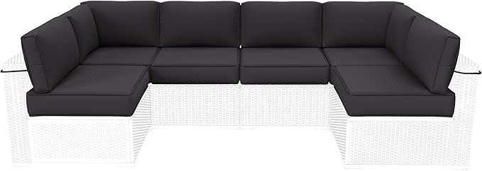 Outdoor Furniture Replacement Cushions, 5" Foam Foam High-Density, Fits 6-seat Sectional Rattan Conversation Set, 14 Piece Patio Water-Resistant Replacement Sofa Cushions, Liner&Cover