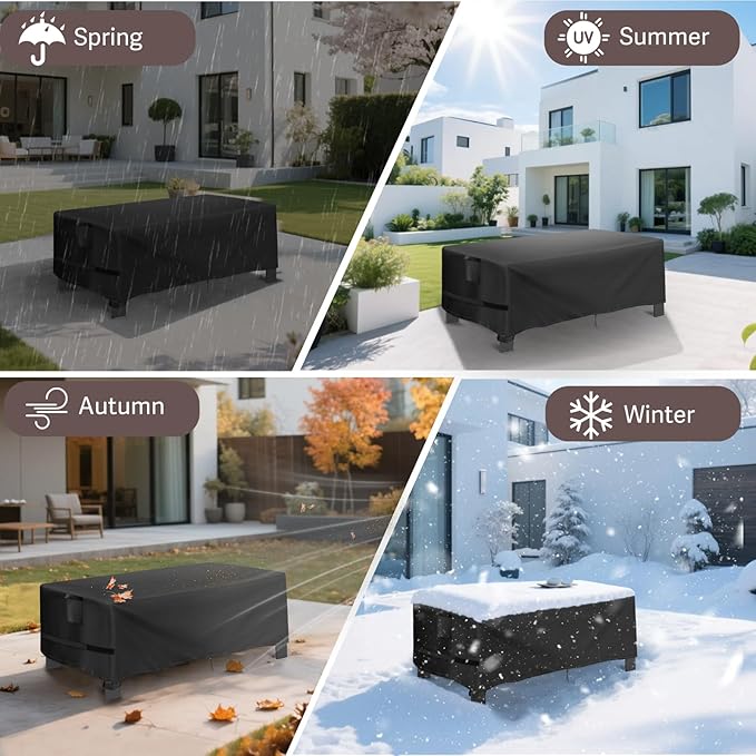Outdoor Coffee Table Cover Rectangle, 36 Inch Waterproof Patio Rectangular Coffee Table Cover, Outdoor Small Furniture Covers for Winter, Rainproof Fade Resistant - 36 x 16 x 16 Inch