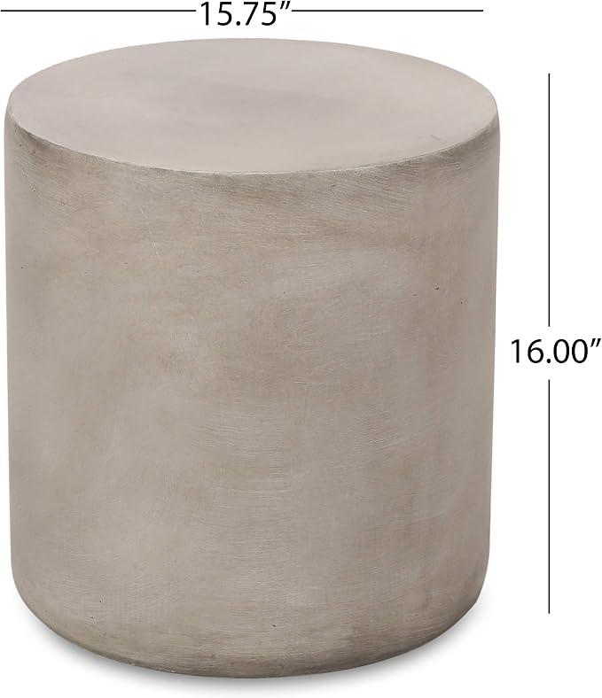 Outdoor Concrete Side Table, Light Gray