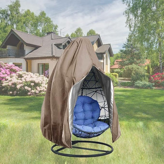 【Upgraded】Patio Egg Chair Covers with Zipper, Wicker Egg Swing Chair Covers, Waterproof Heavy Duty Weather Resisatnt Outdoor Chair Cover, Windproof Hanging Chair Cover, 75" x 45", Khaki, 1 Pack