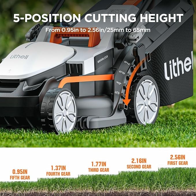 Litheli Cordless Lawn Mower 13 Inch, U20 Handy+ 20V Electric Lawn Mowers for Garden, Yard and Farm, 5 Heights Adjustment, Light Weight, 4.0Ah Portable Battery Included