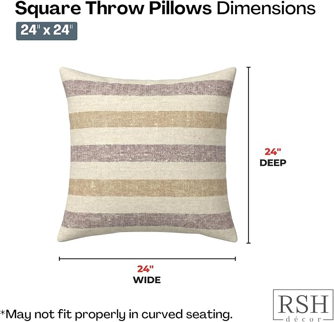 RSH DECOR Square Throw Pillows Set of 2, 24" x 24", Outdoor Pillows Waterproof, Outdoor Pillow Covers, Pillow Covers for Couch, Paris Lavendar, Made in USA