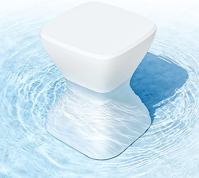 Outdoor Side Table, 18" Polyethylene Poolside Table, Pre-Weighted In-Pool Side Table for Floating Prevention, Adjustable Rubber Leveling Feet Protect Vinyl Liners, Ideal for Pools, Decks, and Patios
