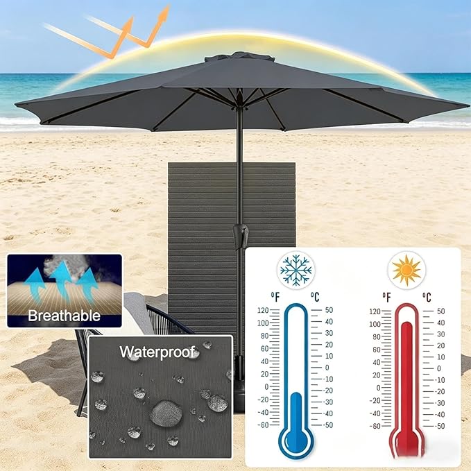 Cantilever Umbrella Replacement Canopy, Patio 8 Ribs Sun Umbrella Cover UV 50+ Protection Waterproof Cantilever for Garden, Backyard, Pool