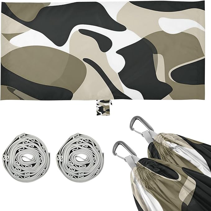 Black and White Design Military Brown 330lb Capacity Hammocks for Camping with Tree Straps Cloth Hammock for Outside Patio Garden hamaca inflable para Piscina